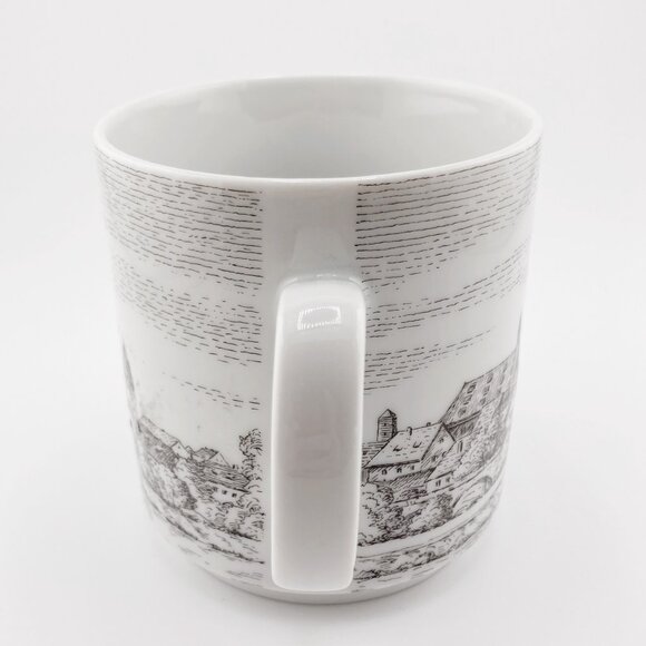 VINTAGE Ulm Danube River German cityscape image white black ceramic mug teacup - Picture 8 of 12
